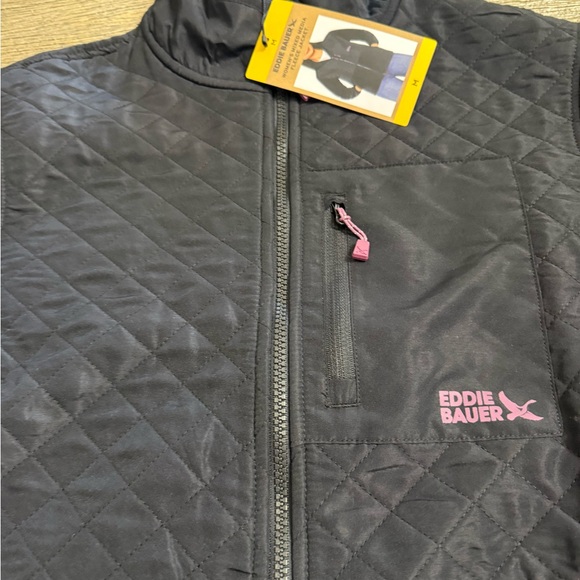 Eddie Bauer Black Quilted Fleece Jacket NWT - Picture 4 of 8